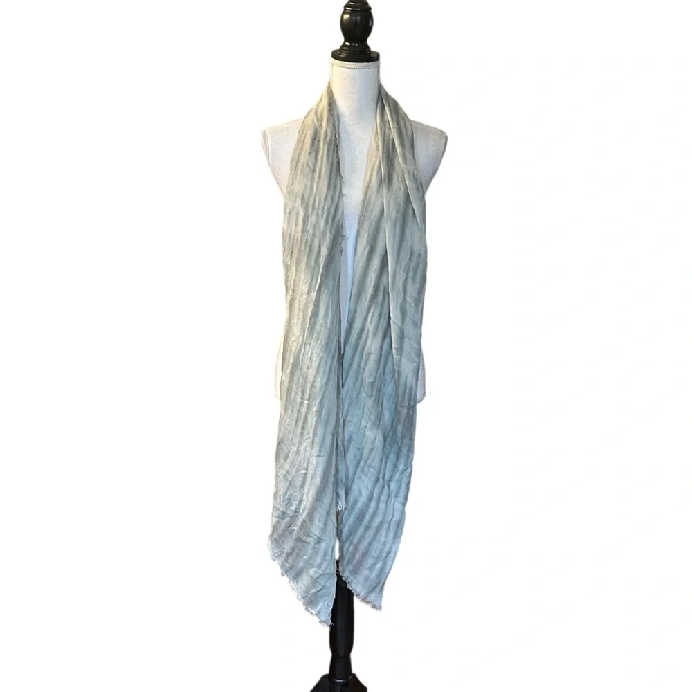 Lane Bryant Tie Dye Fringe‎ Lightweight Boho Beach Scarf Grey White Pink NEW